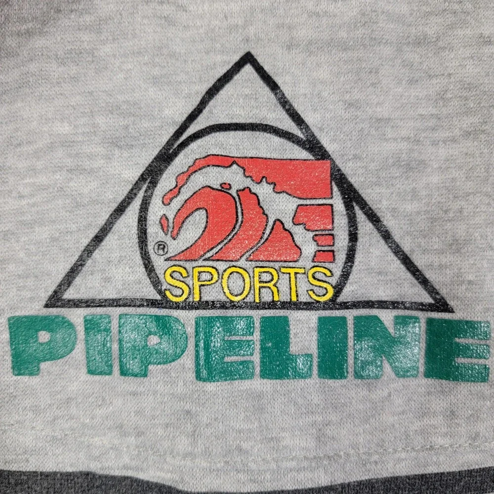 Vintage Pipeline Sports Men's Gray Striped Crewneck Sweatshirt Size Medium Vtg - Picture 5 of 6